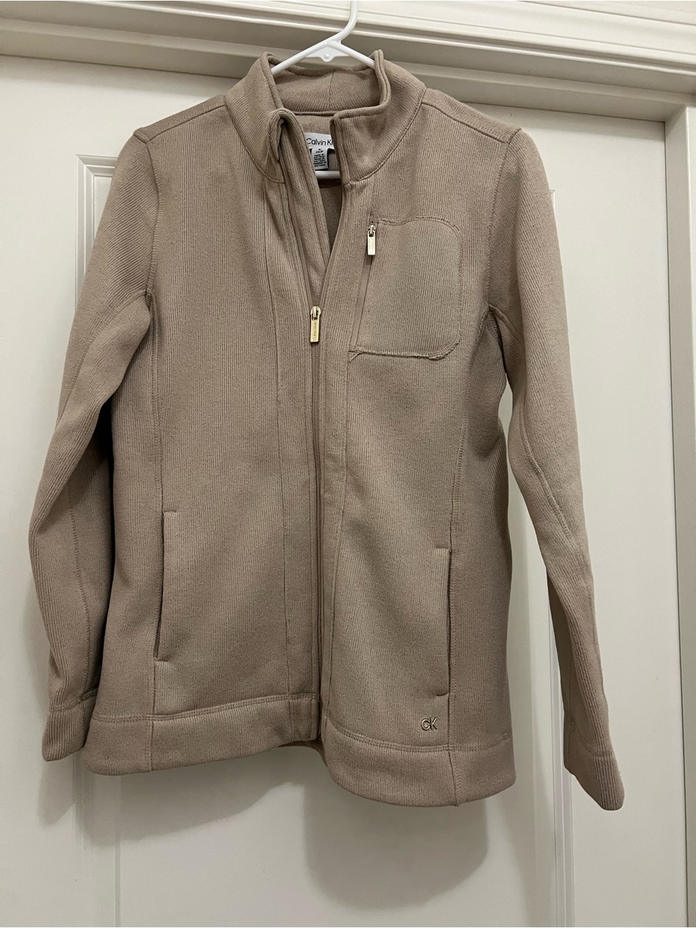 Calvin Klein Taupe Full-Zip lightweight jacket